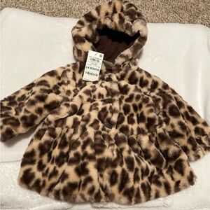 Leopard Print Faux Fur Kids Coat 3-6 months